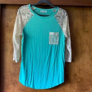 LACE SLEEVE COTYON T-SHIRT